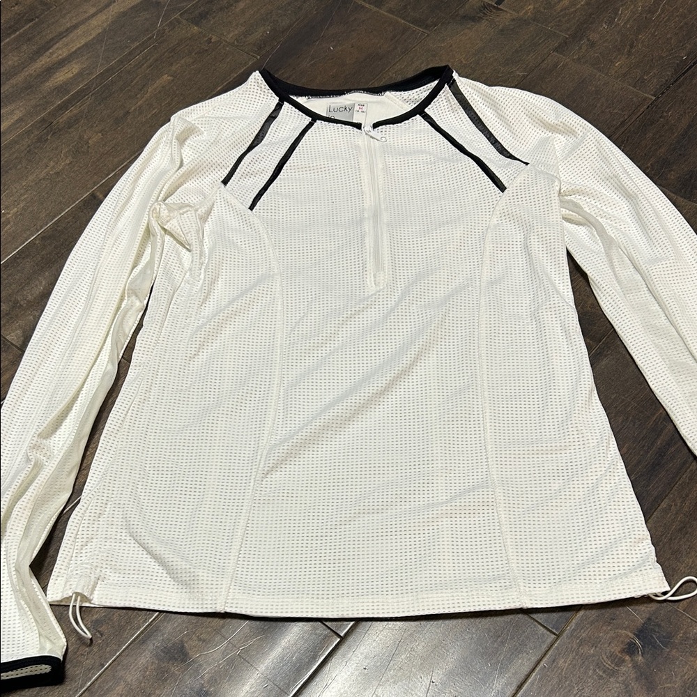 Lucky in Love White and Black Long Sleeve Top